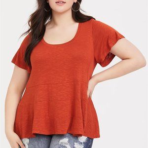 torrid SuperSoft Orange Terracotta Tiered Seam Tee